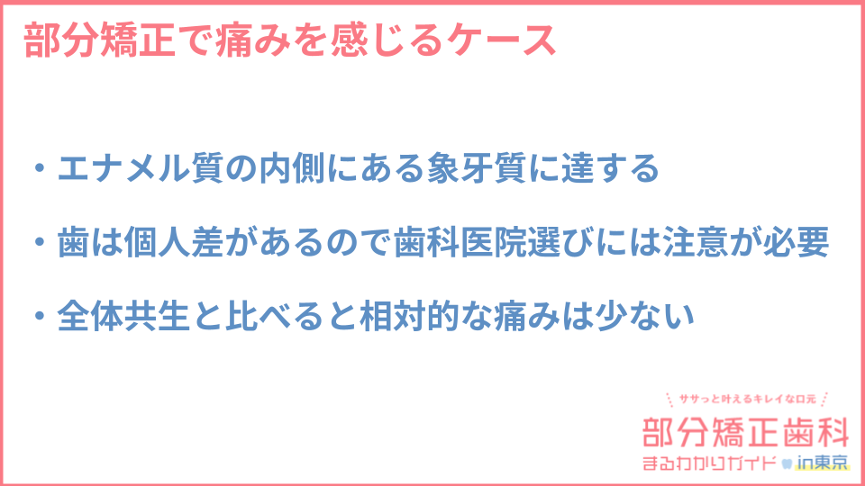 部分矯正で痛みを感じるケースについての説明画像