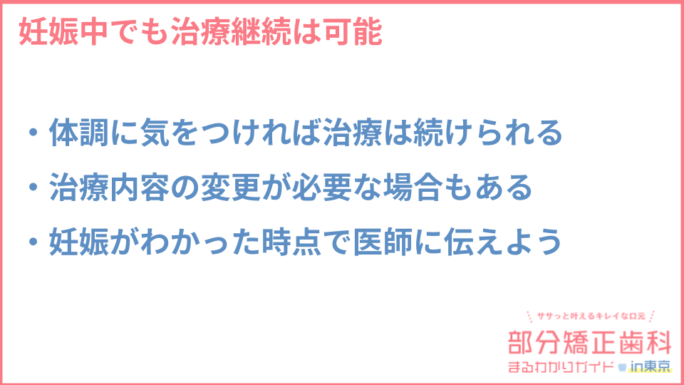 部分矯正中の妊娠についての説明画像